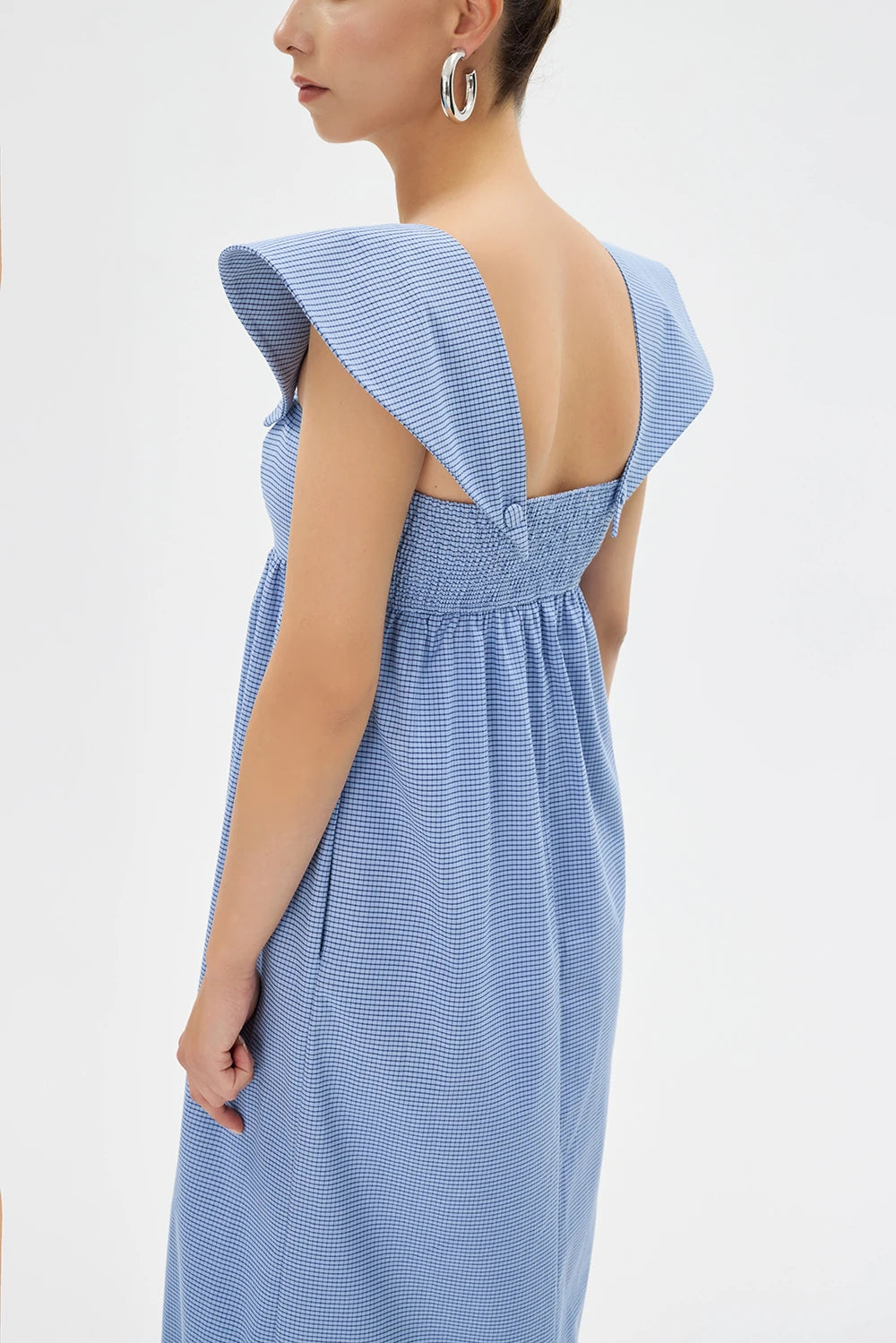 VELORIA %100 Pamuk Elbise - Mavi | VELORIA %100 pamuk elbise, pötikare kumaşıyla ferah bir his sunar. Çıkarılabilir askıları ve uzun formuyla her ortama uyum sağlar.
