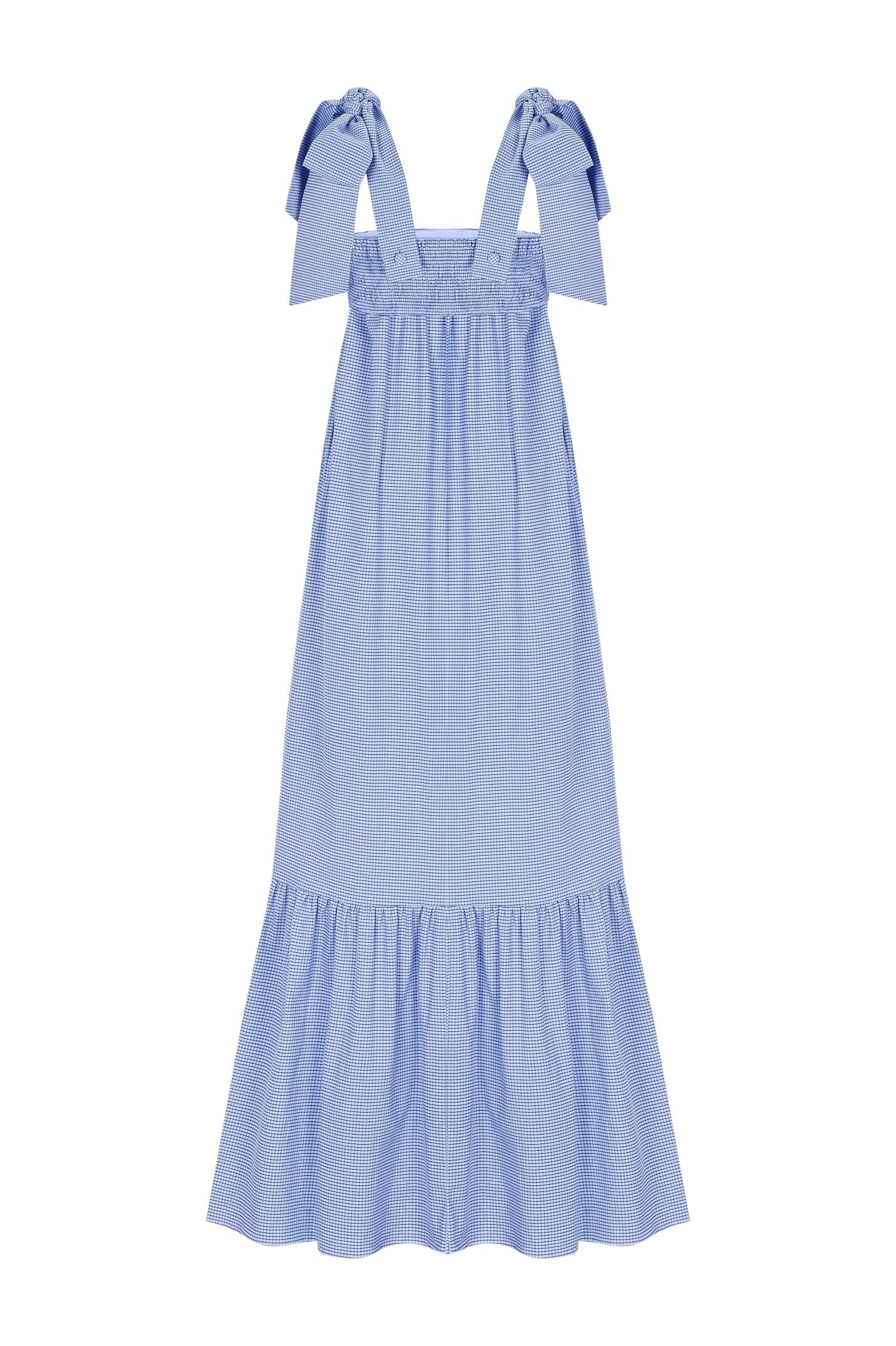 VELORIA %100 Pamuk Elbise - Mavi | VELORIA %100 pamuk elbise, pötikare kumaşıyla ferah bir his sunar. Çıkarılabilir askıları ve uzun formuyla her ortama uyum sağlar.