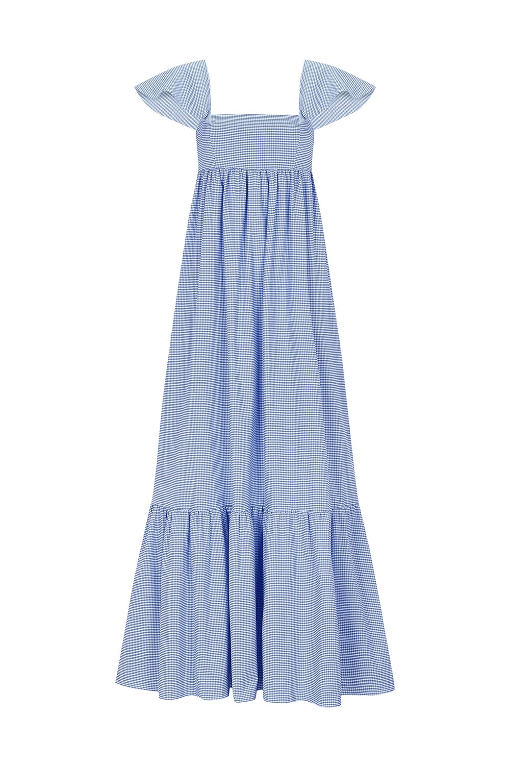 VELORIA %100 Pamuk Elbise - Mavi | VELORIA %100 pamuk elbise, pötikare kumaşıyla ferah bir his sunar. Çıkarılabilir askıları ve uzun formuyla her ortama uyum sağlar.