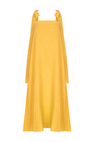 ELIANA %100 Keten Elbise - Sarı | ELIANA, %100 keten, sarı straplez elbise. Hafif ve ferah hissiyle yaz ayları için ideal. Ayarlanabilir askılarla stilinizi kişiselleştirin.