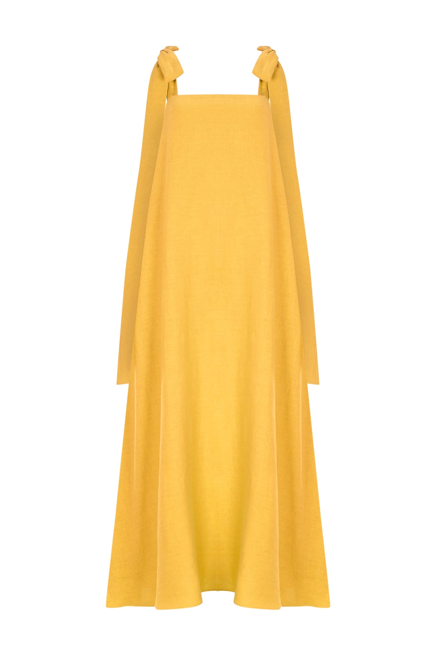 ELIANA %100 Keten Elbise - Sarı | ELIANA, %100 keten, sarı straplez elbise. Hafif ve ferah hissiyle yaz ayları için ideal. Ayarlanabilir askılarla stilinizi kişiselleştirin.