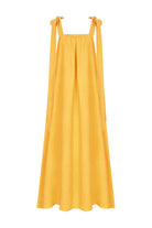 ELIANA %100 Keten Elbise - Sarı | ELIANA, %100 keten, sarı straplez elbise. Hafif ve ferah hissiyle yaz ayları için ideal. Ayarlanabilir askılarla stilinizi kişiselleştirin.