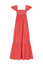 VELORIA %100 Pamuk Elbise - Kırmızı | %100 pamuk VELORIA elbise, pötikare dokusu ve çıkarılabilir askılarıyla yaz günlerinin vazgeçilmezi. Uzun formuyla ferah ve esnek giyim sunar.