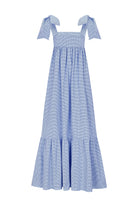 VELORIA %100 Pamuk Elbise - Mavi | VELORIA %100 pamuk elbise, pötikare kumaşıyla ferah bir his sunar. Çıkarılabilir askıları ve uzun formuyla her ortama uyum sağlar.